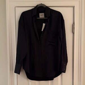 Abercrombie & Fitch Black Silky Button-Up Shirt